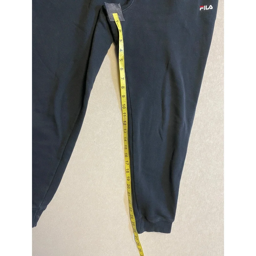 Fila Mens Black Fleece Jogger Sweatpants Size Large Tapered Logo Sweats
